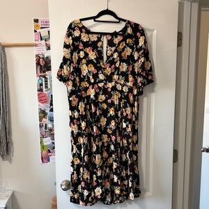 Torrid Black Midi Dress with Floral Print